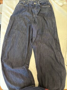 Lewkin Navy Dark Wash Baggy Denim Jeans